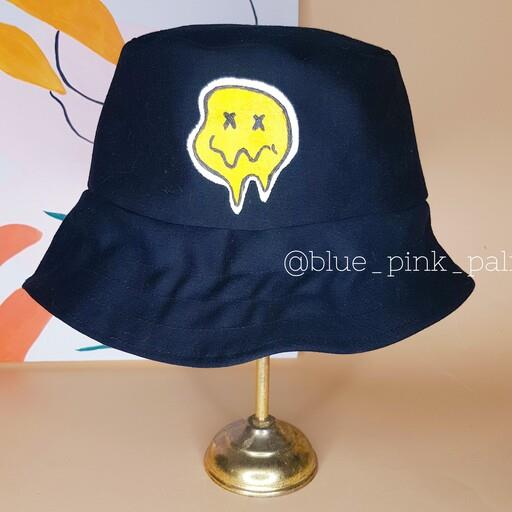 کلاه باکت هپی فیس مشکی فری سایز برند دایانا کالکشن ارائه از بلو پینک پام